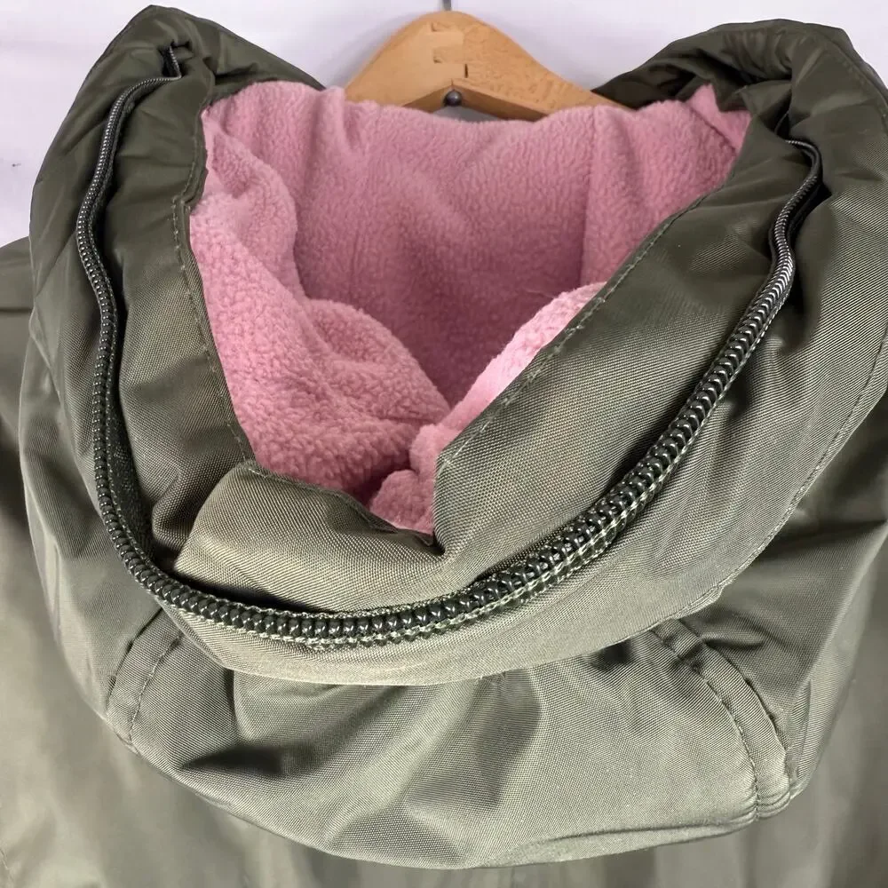 Weatherproof Girls Puffer Raincoat Green Size Large Missing Faux Fur Trum
